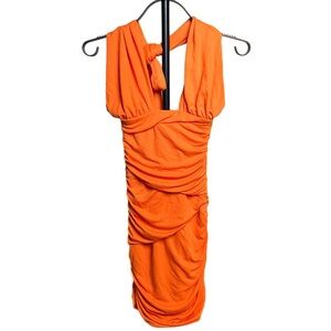 Zara Vibrant Orange Halter Dress